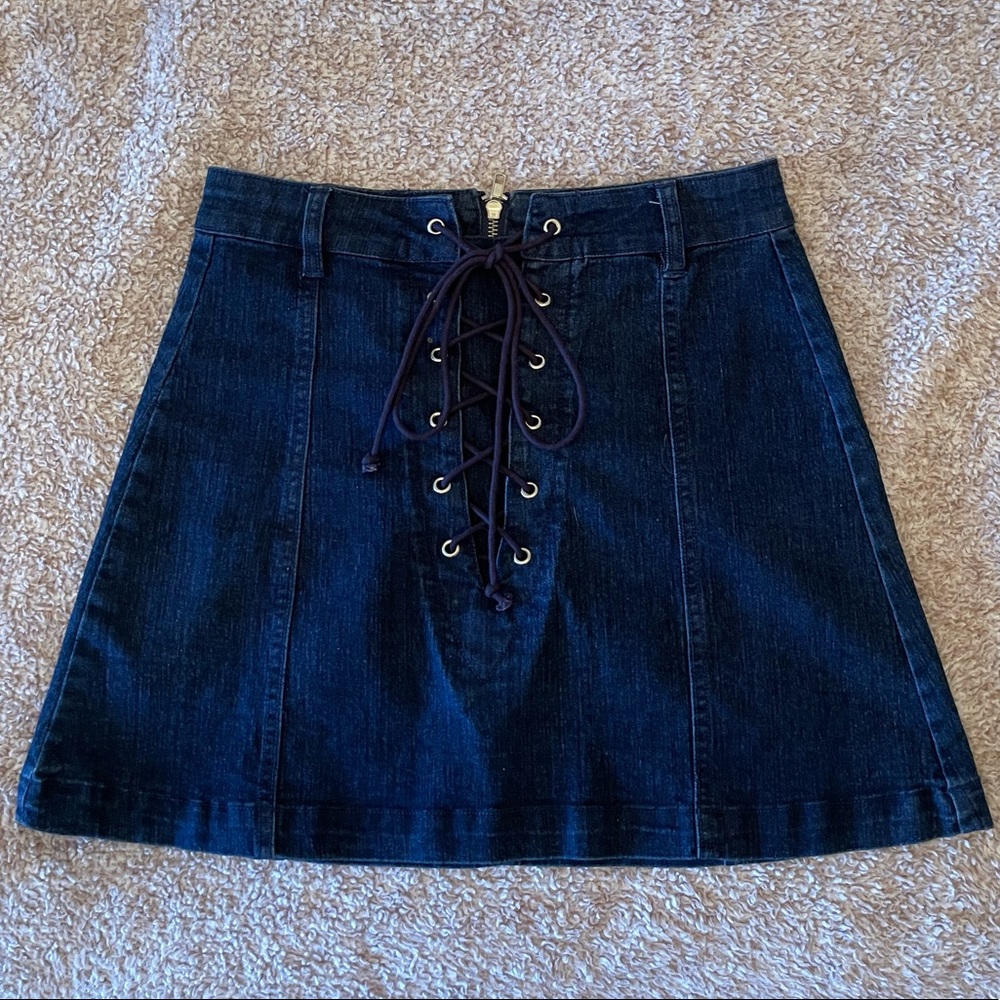 Denim tie up skirt
